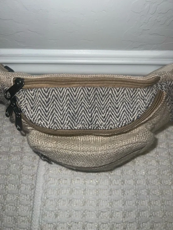 Pure Hemp Natural Fiber Nepal Fanny Pack Hippie Bohemian THC Free - Picture 2 of 4